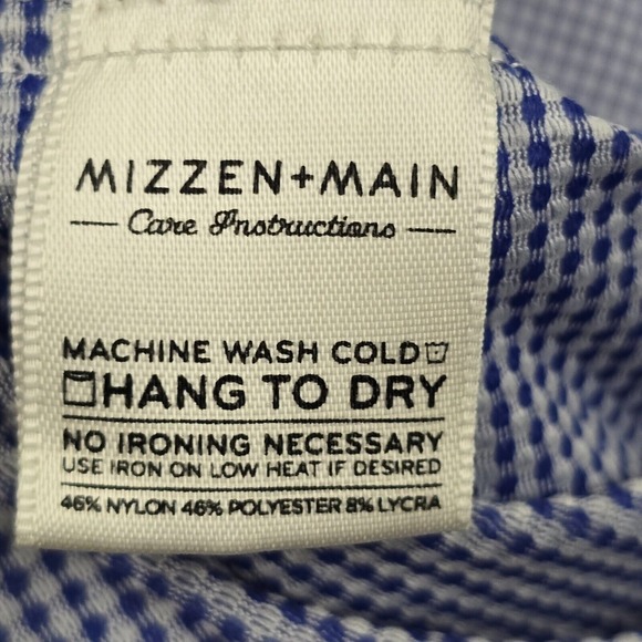 Mizzen Main Shirt Mens‎ XL Blue Check Spinnaker Trim Fit Stretch Long Sleeve - Picture 7 of 12